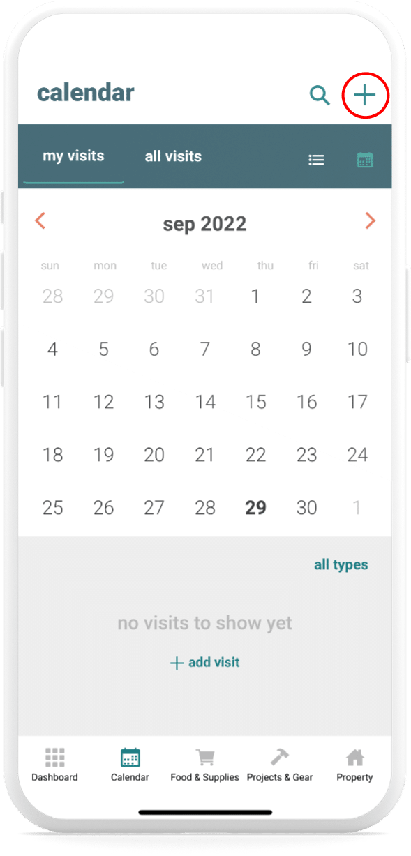 The backporch app reservation calendar displaying on a smartphone screen.